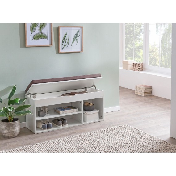 Schuhbank mit Sitzfläche Weiss