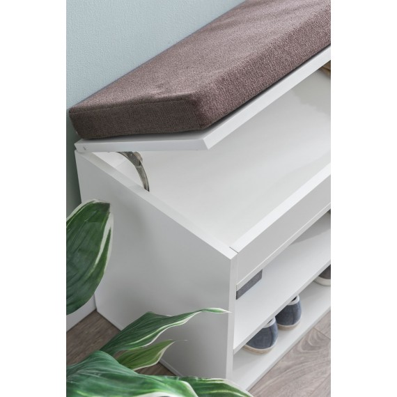 LUE BONA Schuhbank 80cm Mit Stauraum - Holz Sitzbank Für Flur Beige